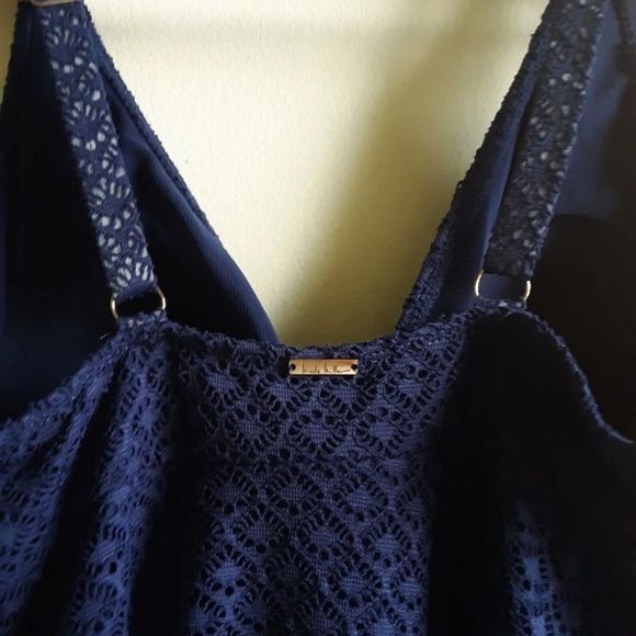 NWT Nicole Miller Crochet Swim Dress Navy Blue - Picture 4 of 5